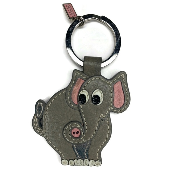 Coach Elephant Gray Pink Keychain Fob - Picture 2 of 3